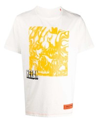 T-shirt à col rond imprimé blanc Heron Preston