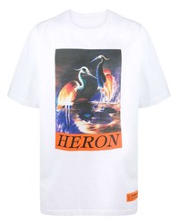 T-shirt à col rond imprimé blanc Heron Preston