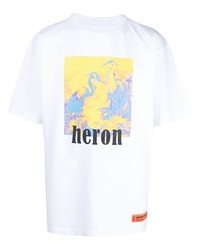 T-shirt à col rond imprimé blanc Heron Preston