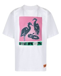 T-shirt à col rond imprimé blanc Heron Preston