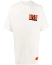 T-shirt à col rond imprimé blanc Heron Preston