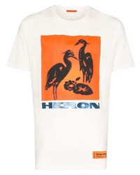 T-shirt à col rond imprimé blanc Heron Preston