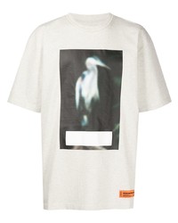 T-shirt à col rond imprimé blanc Heron Preston