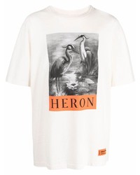 T-shirt à col rond imprimé blanc Heron Preston