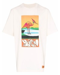 T-shirt à col rond imprimé blanc Heron Preston