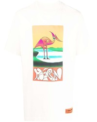 T-shirt à col rond imprimé blanc Heron Preston