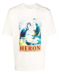 T-shirt à col rond imprimé blanc Heron Preston