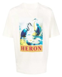 T-shirt à col rond imprimé blanc Heron Preston