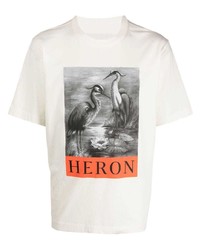 T-shirt à col rond imprimé blanc Heron Preston