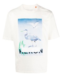 T-shirt à col rond imprimé blanc Heron Preston