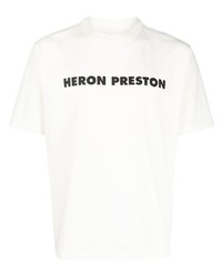 T-shirt à col rond imprimé blanc Heron Preston