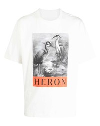 T-shirt à col rond imprimé blanc Heron Preston