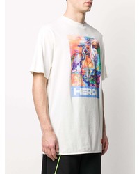 T-shirt à col rond imprimé blanc Heron Preston