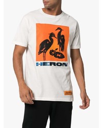 T-shirt à col rond imprimé blanc Heron Preston