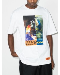 T-shirt à col rond imprimé blanc Heron Preston