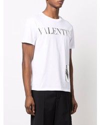 T-shirt à col rond imprimé blanc Valentino