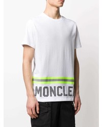 T-shirt à col rond imprimé blanc Moncler