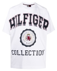 T-shirt à col rond imprimé blanc Hilfiger Collection