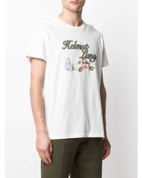 T-shirt à col rond imprimé blanc Helmut Lang