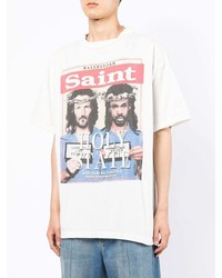 T-shirt à col rond imprimé blanc SAINT MXXXXXX