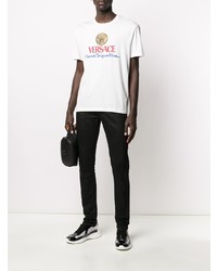 T-shirt à col rond imprimé blanc Versace