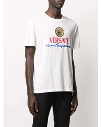 T-shirt à col rond imprimé blanc Versace