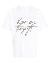 T-shirt à col rond imprimé blanc HONOR THE GIFT