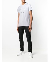 T-shirt à col rond imprimé blanc Balmain