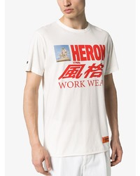 T-shirt à col rond imprimé blanc Heron Preston