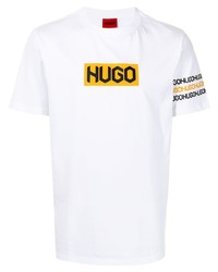 T-shirt à col rond imprimé blanc Hugo