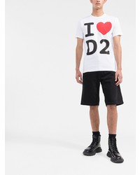 T-shirt à col rond imprimé blanc DSQUARED2