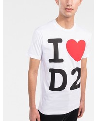 T-shirt à col rond imprimé blanc DSQUARED2