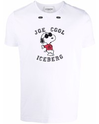 T-shirt à col rond imprimé blanc Iceberg