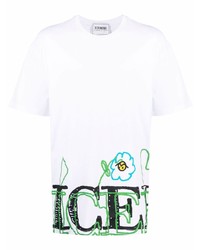 T-shirt à col rond imprimé blanc Iceberg