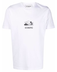 T-shirt à col rond imprimé blanc Iceberg