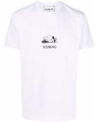 T-shirt à col rond imprimé blanc Iceberg