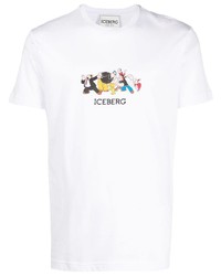 T-shirt à col rond imprimé blanc Iceberg