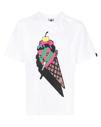 T-shirt à col rond imprimé blanc Icecream