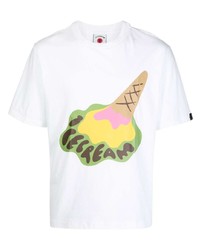 T-shirt à col rond imprimé blanc Icecream