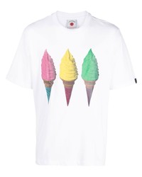 T-shirt à col rond imprimé blanc Icecream