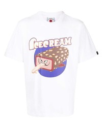 T-shirt à col rond imprimé blanc Icecream