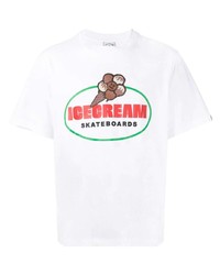 T-shirt à col rond imprimé blanc Icecream