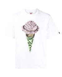 T-shirt à col rond imprimé blanc Icecream