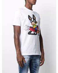 T-shirt à col rond imprimé blanc DSQUARED2