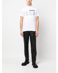 T-shirt à col rond imprimé blanc DSQUARED2