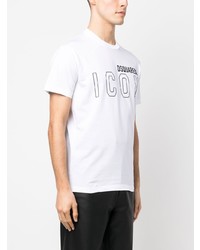 T-shirt à col rond imprimé blanc DSQUARED2