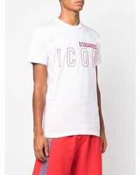 T-shirt à col rond imprimé blanc DSQUARED2