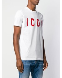 T-shirt à col rond imprimé blanc DSQUARED2