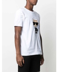 T-shirt à col rond imprimé blanc Karl Lagerfeld