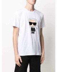 T-shirt à col rond imprimé blanc Karl Lagerfeld